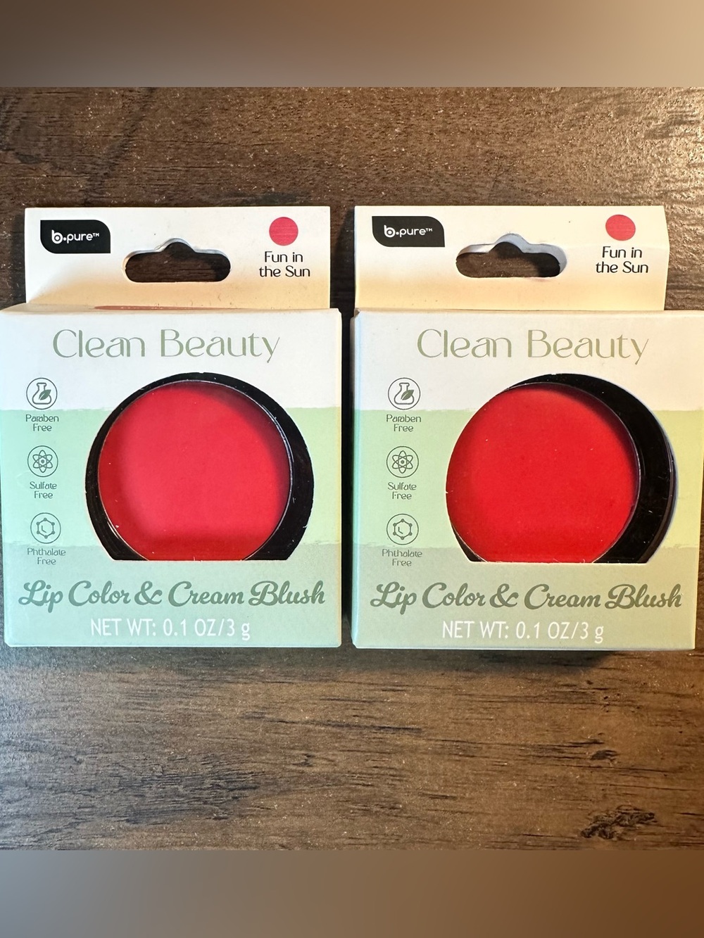 B Pure Clean Beauty Lip Color & Cream Blush ~Fun In The Sun ~ 2pk New in Box